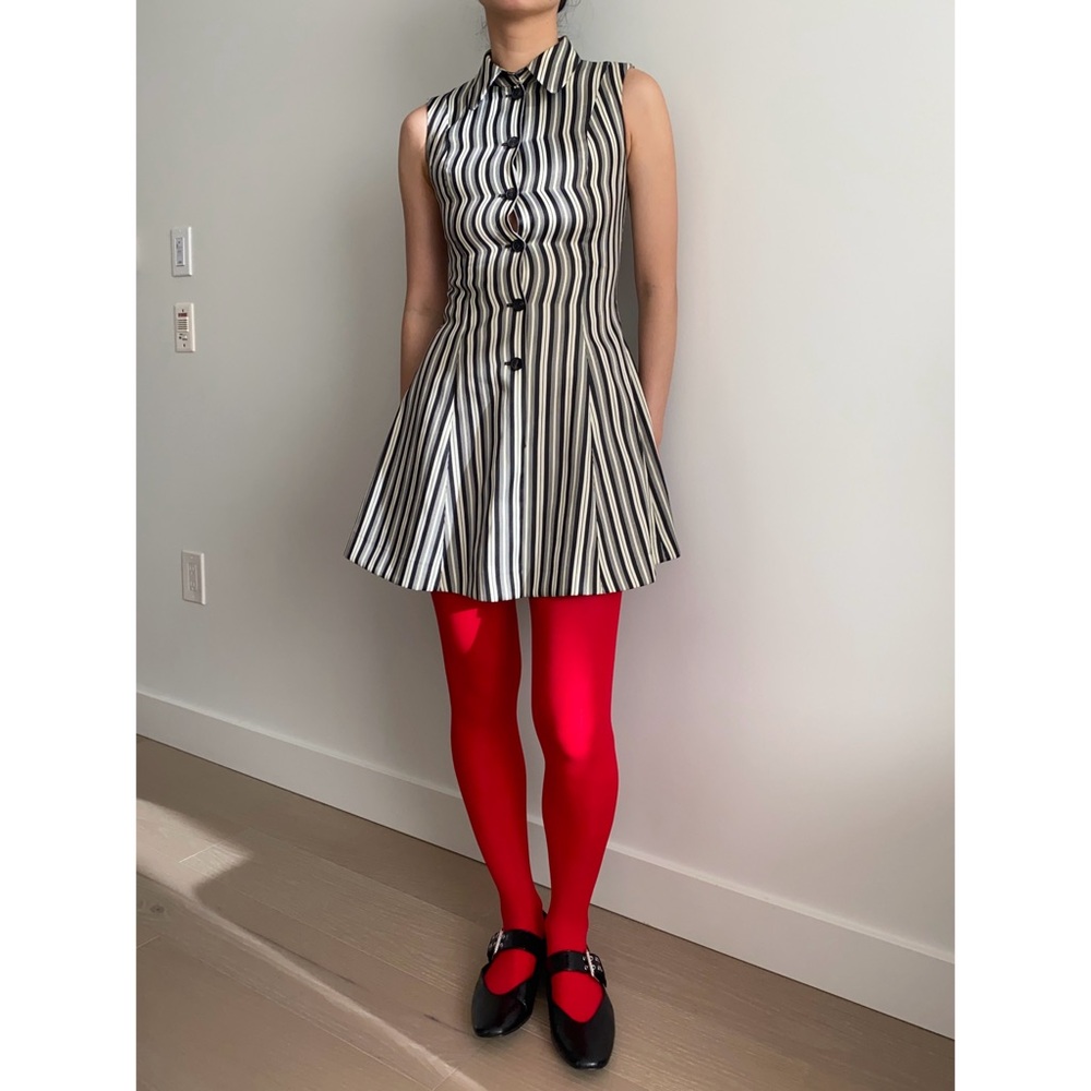 McQ Alexander McQueen striped mini dress with neck tie - Picture 3 of 9